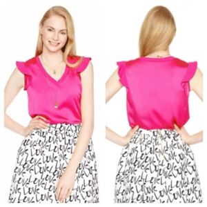KATE SPADE| Satin Crepe Flutter Sleeve Blouse